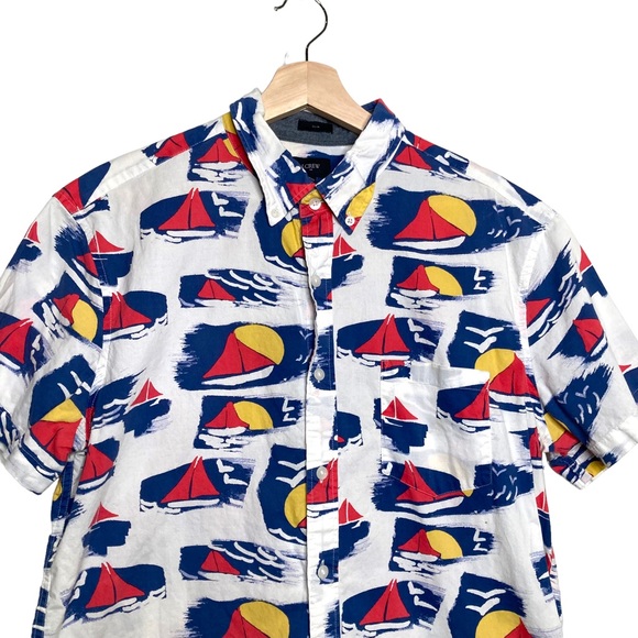 J. Crew Factory Sailboat Short Sleeve Button Down Shirt Size Large - Picture 3 of 10